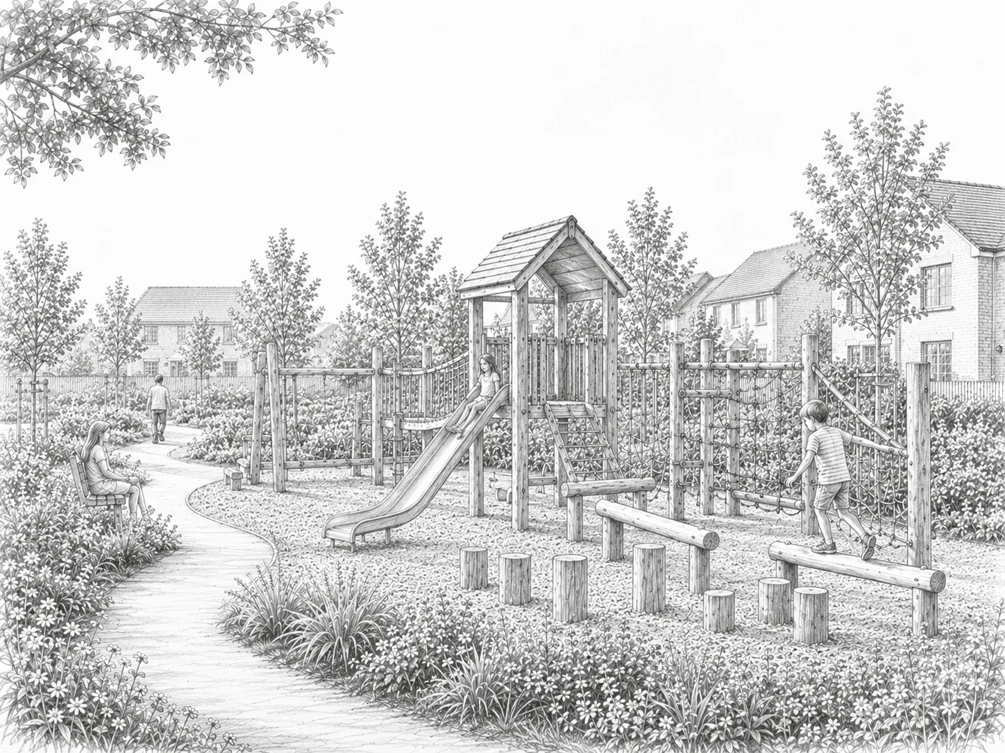 Park with play equipment